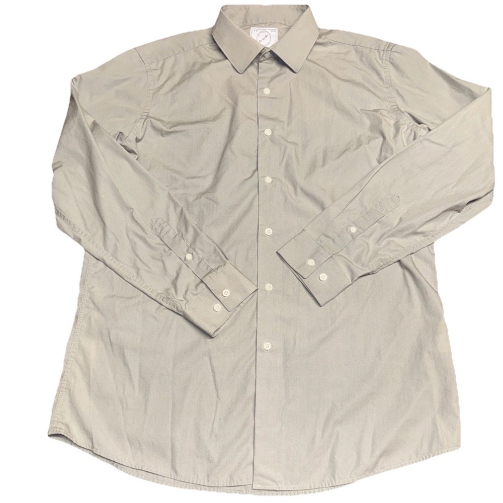 Bespoke Shirt Men's Size Large 16-16.5 Lt. Gray Button Up Slim Fit Preppy Comfy